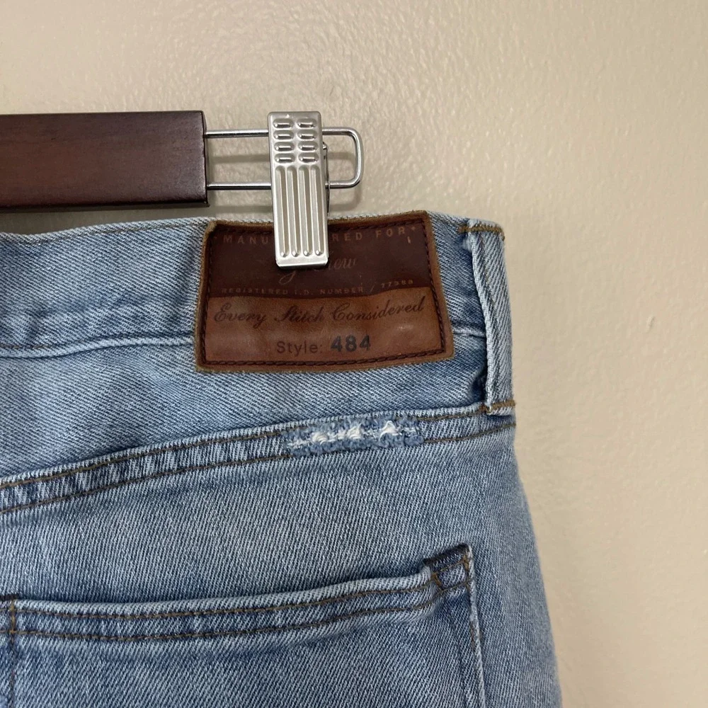 J Crew 484 Slim Fit Jeans Light Wash Distressed Kurabo Japanese Denim Mens 31x32